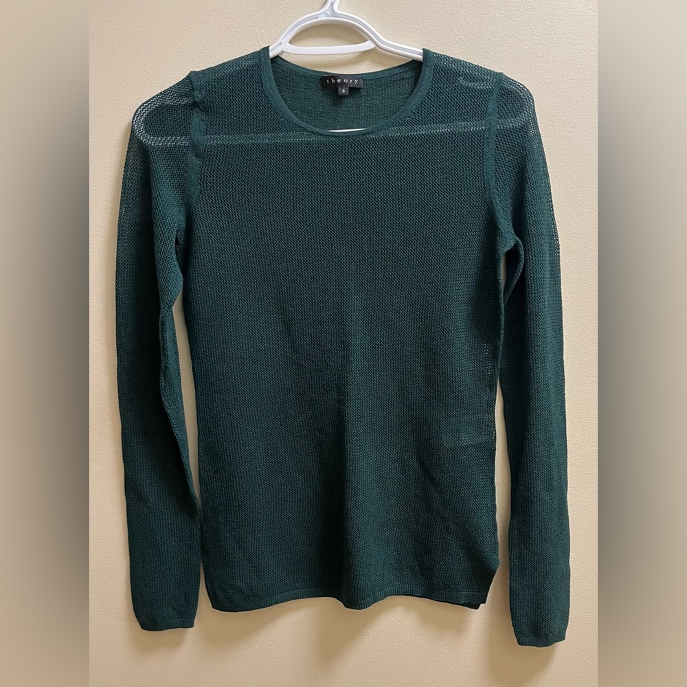 Theory Forest Green Crew Neck Sweater